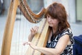 Harp player at buskers festival in ferrara Royalty Free Stock Photo