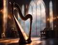 Harp in a quiet room