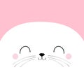 Harp seal pup. White Sea lion head face square icon. Pet baby print for notebook cover, greeting card. Cute cartoon kawaii funny