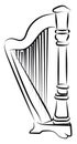 Harp sketch, illustration, vector