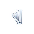 Harp line icon. Harp linear hand drawn pen style line icon Royalty Free Stock Photo