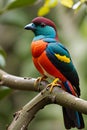 Colorful 3D Illustration of Rare, vibrant Philippine Trogon: stunning bird, vital conservation efforts needed.