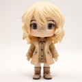 Harper Vinyl Toy: A Luminous Girl Figure With Blonde Hair And Brown Coat