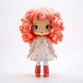 Harper Vinyl Toy With Pink Curly Hair And White Background