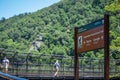 Harpers Ferry, West Virginia - Sign guiding hikers to the two directions of the Appalachian National Scenic Trail - Royalty Free Stock Photo