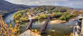 Harpers Ferry in West Virginia viewed from Maryland Heights during fall colors Royalty Free Stock Photo