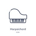 Harpsichord icon from music outline collection. Thin line harpsichord icon isolated on white background Royalty Free Stock Photo