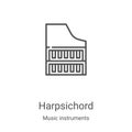 harpsichord icon vector from music instruments collection. Thin line harpsichord outline icon vector illustration. Linear symbol