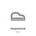 Harpsichord outline vector icon. Thin line black harpsichord icon, flat vector simple element illustration from editable music Royalty Free Stock Photo