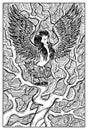 Harpy. Engraved fantasy illustration Royalty Free Stock Photo