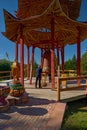 Harrington, QC, Canada - September 23, 2018: Tourists at the Tam Bao Son Buddhist temple. Traditional asian big ceremony Royalty Free Stock Photo