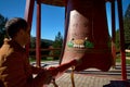 Harrington, QC, Canada - September 23, 2018: Tourists at the Tam Bao Son Buddhist temple. Traditional asian big ceremony Royalty Free Stock Photo