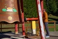 Harrington, QC, Canada - September 23, 2018: Tourists at the Tam Bao Son Buddhist temple. Traditional asian big ceremony Royalty Free Stock Photo