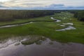 Harrington River from the sky at dusk