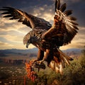 Ai Generated illustration Wildlife Concept of Harris Hawk in Tucson Arizona Royalty Free Stock Photo