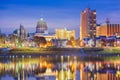 Harrisburg, Pennsylvania, USA downtown city skyline on the Susquehanna River Royalty Free Stock Photo
