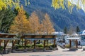 Harrison Hot Springs, BC,Canada. The village of Harrison Hot Springs. Street view of the Harrison Vilage Park Royalty Free Stock Photo