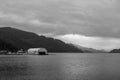 Harrison Hot Springs, CANADA - December 21, 2018: morning on beautiful Harrison lake and cloudy sky Royalty Free Stock Photo