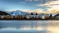 Harrison Hot Springs and Mount Cheam Royalty Free Stock Photo