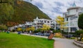 Harrison Hot Springs. Street view of the Harrison Village. Resort town of harrison hot springs bc Canada. BC parks Royalty Free Stock Photo