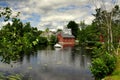 Harrisville, NH: View over Harrisville Pond to the Village Royalty Free Stock Photo