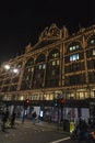 Harrods stores at night in London, England, United Kingdom