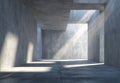 Harsh Sunlight Through Geometric Openings In A Textured Concrete Interior Space Royalty Free Stock Photo