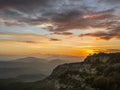 Sunset scenario at Cingles del Berti mountainscape Royalty Free Stock Photo