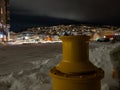 Town of Harstad, Norway on a winter evening Royalty Free Stock Photo