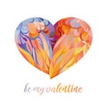 Valetine card with bright heart made of wings Royalty Free Stock Photo