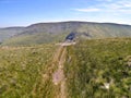 Harter Fell up there beyond the marker cairn Royalty Free Stock Photo