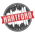 Hartford Connecticut Round Travel Stamp Icon Skyline City Design Seal Badge Illustration Clipart.