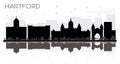 Hartford Connecticut USA City skyline black and white silhouette Royalty Free Stock Photo