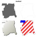 Hartford County, Connecticut outline map set Royalty Free Stock Photo