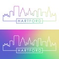 Hartford skyline. Colorful linear style.