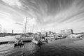 Hartlepool marina yachts moored on a sunny day with beautiful clouds Royalty Free Stock Photo