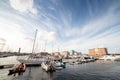 Hartlepool marina yachts moored on a sunny day with beautiful clouds Royalty Free Stock Photo