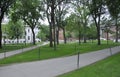 Cambridge MA, 30th june: Harvard Campus Yard in Cambridge Massachusettes State of USA Royalty Free Stock Photo