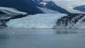 Harvard Glacier College Fjord Alaska Harvard Arm with Snow Covered Mountain Peaks and calm Pacific Ocean with Icebergs from a dist Royalty Free Stock Photo