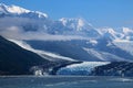 Alaska-Harvard Glacier in College Fjord rises out of the fog