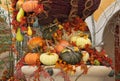 The harvest: baskets and vases with colorful gourds