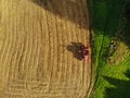 Harvest, combine harvester, bird`s eye view