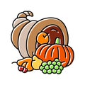 harvest cornucopia autumn season color icon vector illustration
