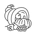 harvest cornucopia autumn season line icon vector illustration