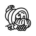 harvest cornucopia autumn season line icon vector illustration