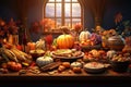 Harvest feast illustration featuring a diverse Royalty Free Stock Photo