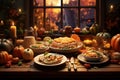 Harvest feast illustration featuring a diverse Royalty Free Stock Photo