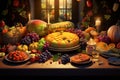 Harvest feast illustration featuring a diverse Royalty Free Stock Photo