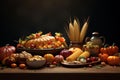 Harvest feast illustration featuring a diverse Royalty Free Stock Photo