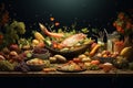 Harvest feast illustration featuring a diverse Royalty Free Stock Photo